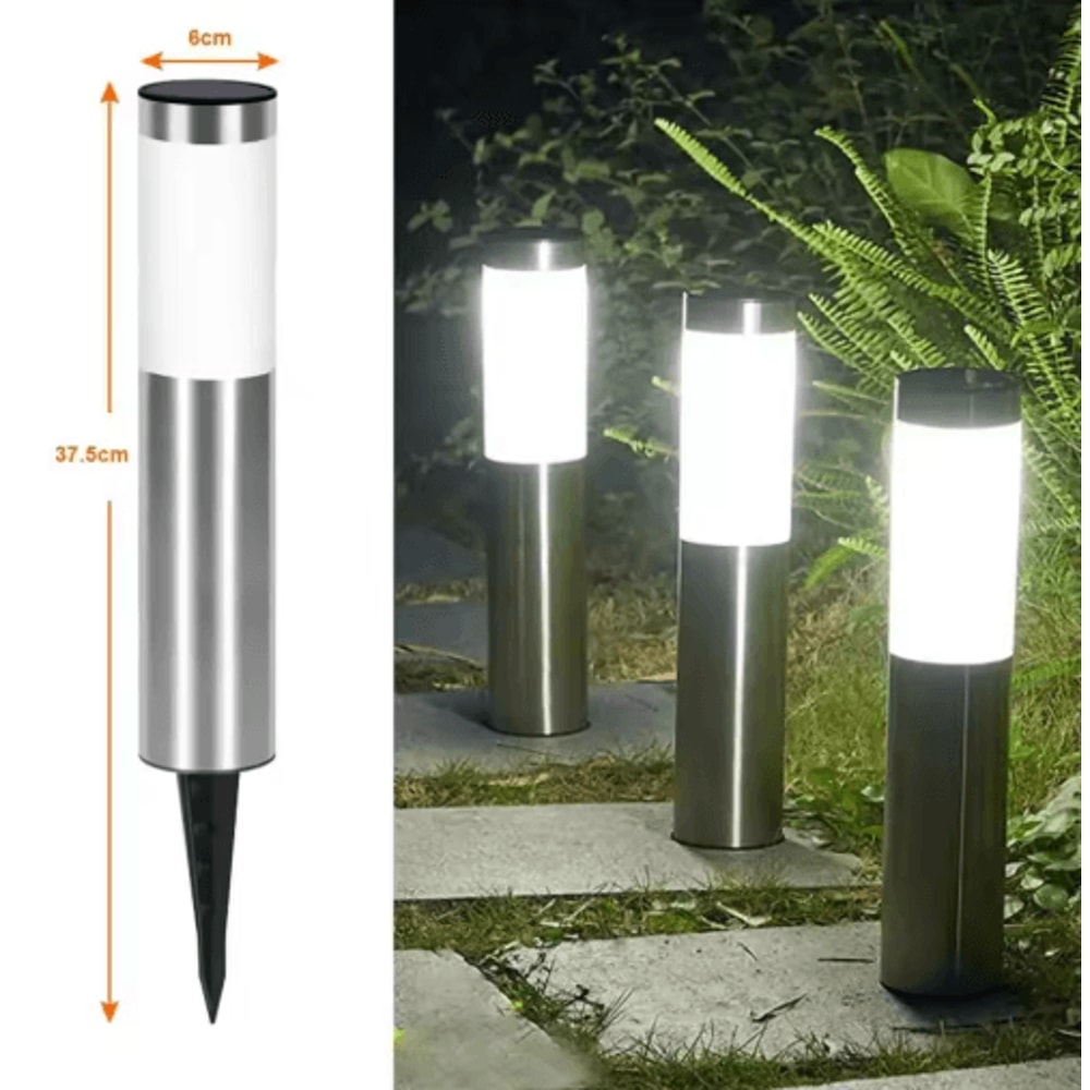 Cylindrical Solar Garden Light Waterproof Dusk To Dawn Outdoor Pathway Lamp 3