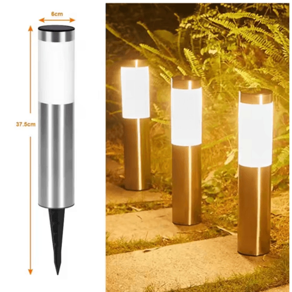 Cylindrical Solar Garden Light Waterproof Dusk To Dawn Outdoor Pathway Lamp 4
