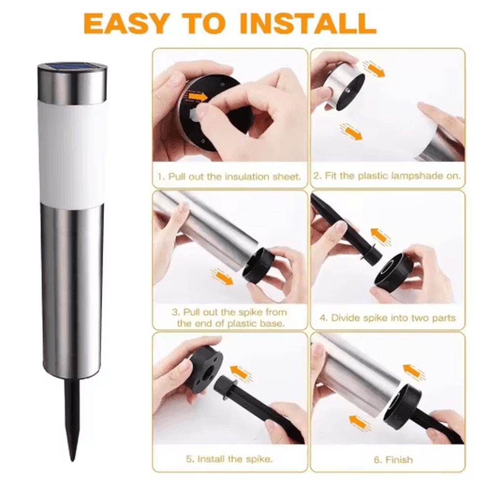 Cylindrical Solar Garden Light Waterproof Dusk To Dawn Outdoor Pathway Lamp 5