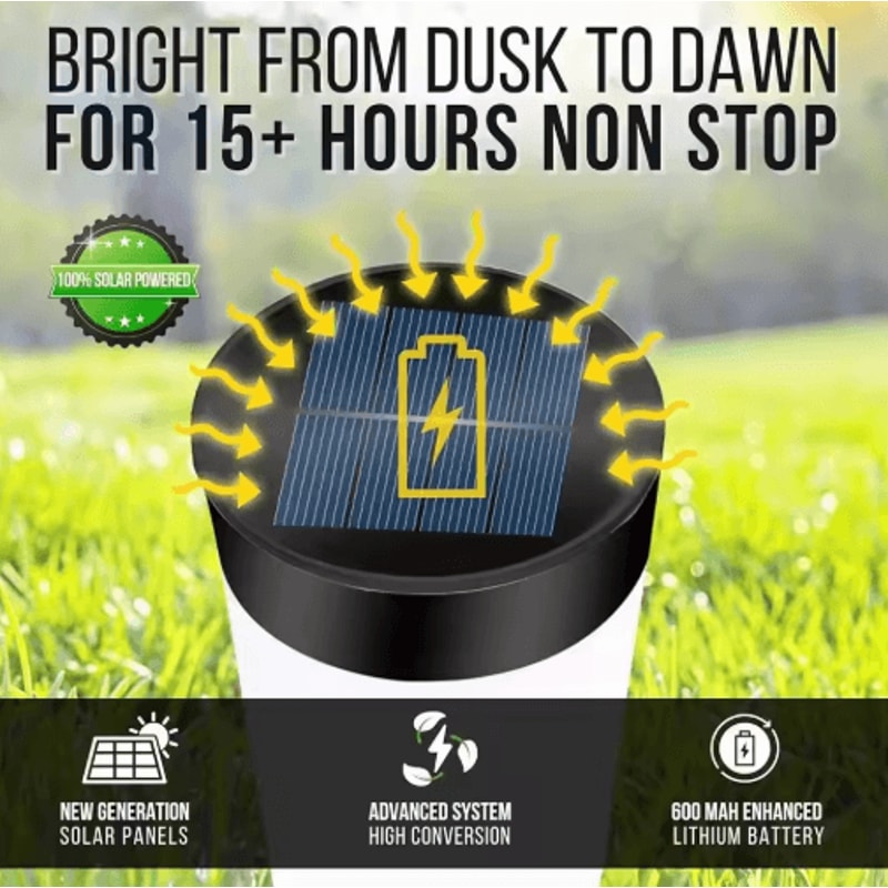 Cylindrical Solar Garden Light Waterproof Dusk To Dawn Outdoor Pathway Lamp 9