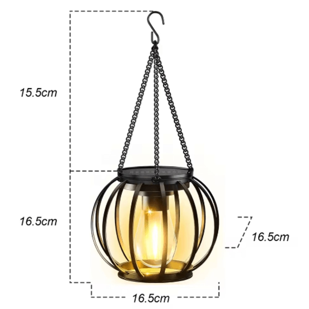 IronArt Hanging Solar Garden Lantern Waterproof Dusk To Dawn Outdoor Light With Chain 2