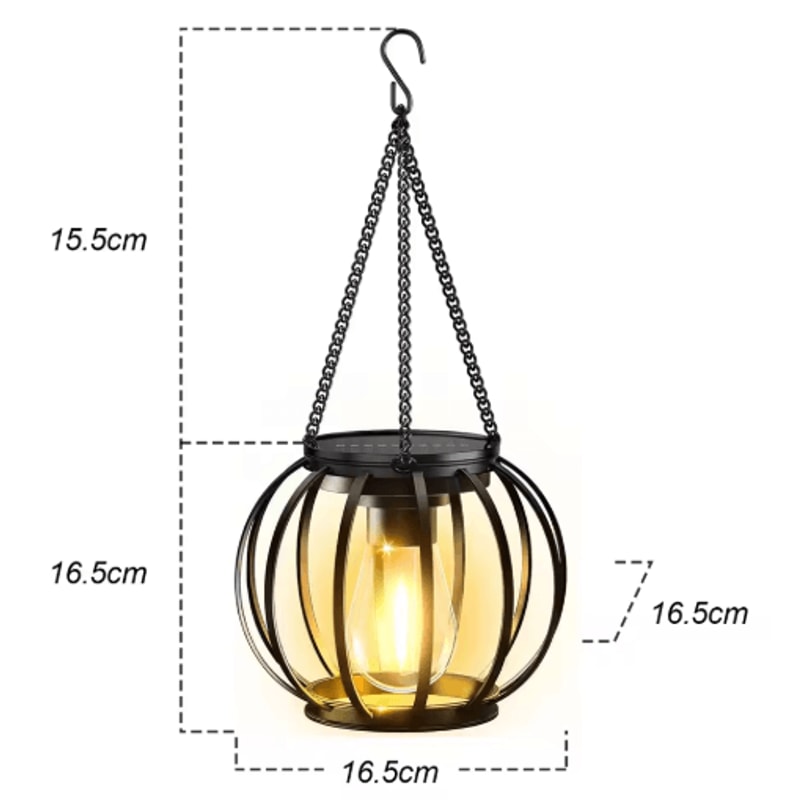 IronArt Hanging Solar Garden Lantern Waterproof Dusk To Dawn Outdoor Light With Chain 2