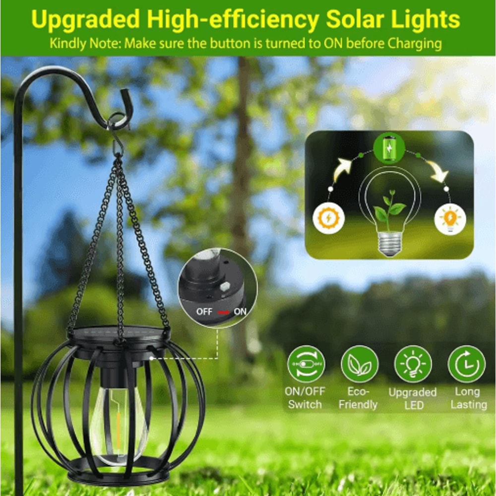IronArt Hanging Solar Garden Lantern Waterproof Dusk To Dawn Outdoor Light With Chain 5