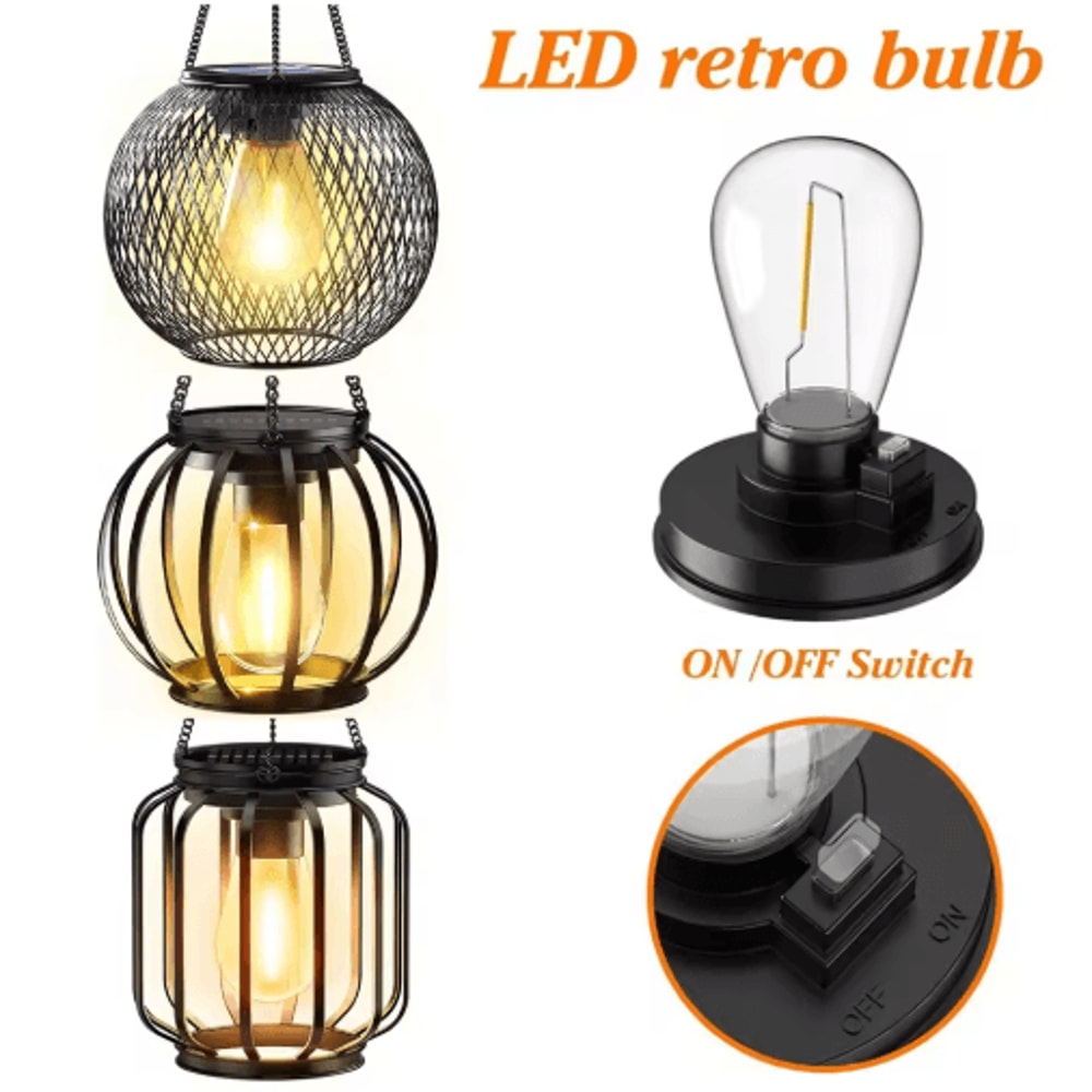 IronArt Hanging Solar Garden Lantern Waterproof Dusk To Dawn Outdoor Light With Chain 8