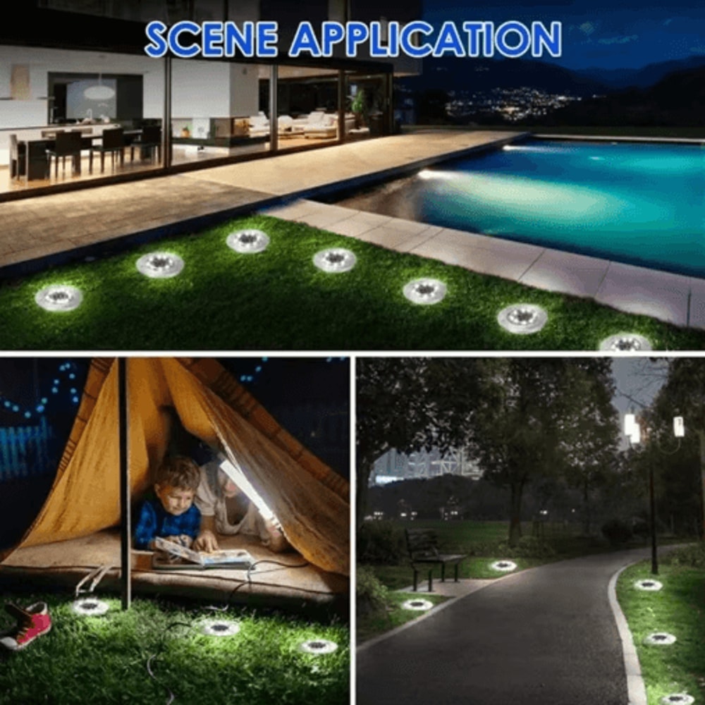 LED Solar Ground Lights Waterproof Buried Solar Disk Lights For Garden Pathway 7