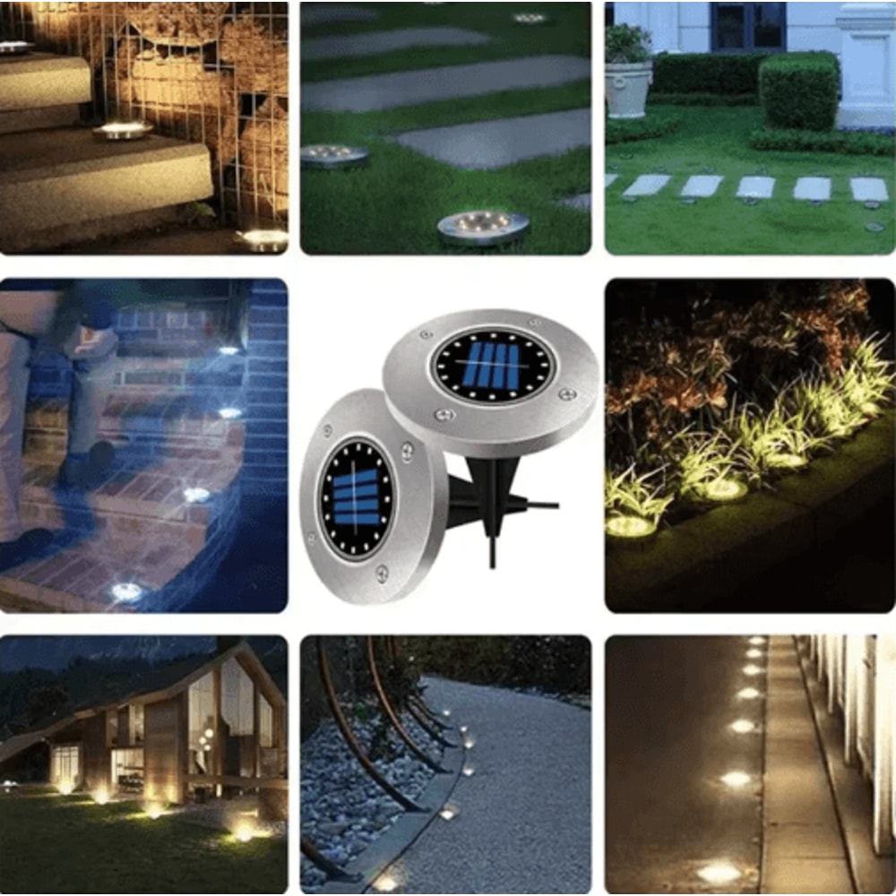 LED Solar Ground Lights Waterproof Buried Solar Disk Lights For Garden Pathway 8