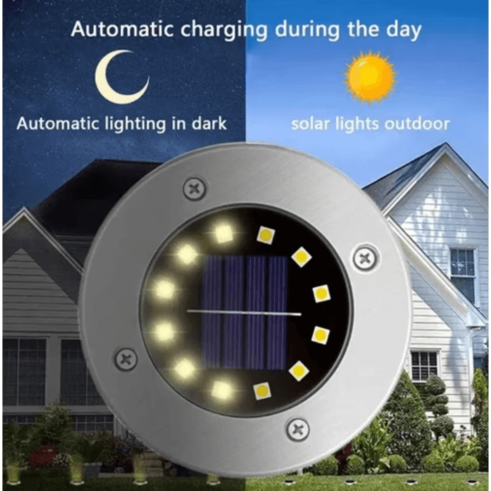 LED Solar Ground Lights Waterproof Buried Solar Disk Lights For Garden Pathway 9