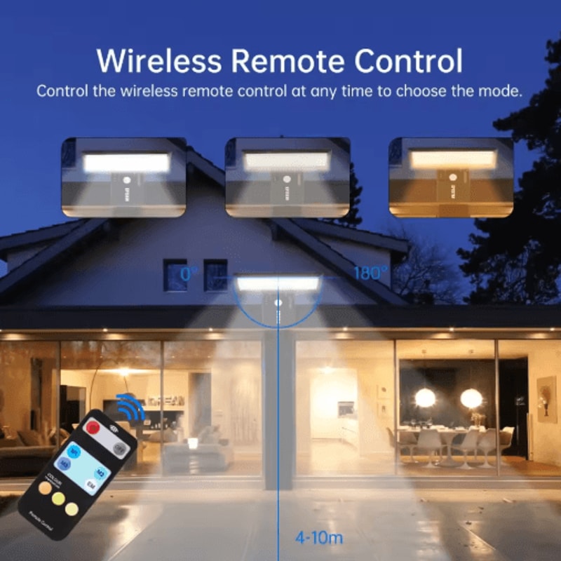 90LED Solar Motion Sensor Security Flood Light Waterproof Outdoor Garden Light With 3 Colors 4 Mo 5