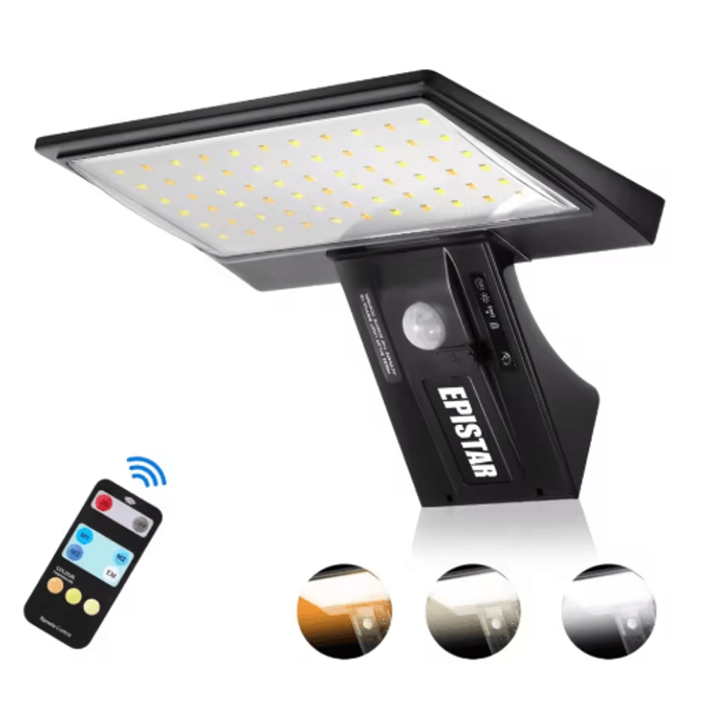 90LED Solar Motion Sensor Security Flood Light Waterproof Outdoor Garden Light With 3 Colors 4 Mo 0