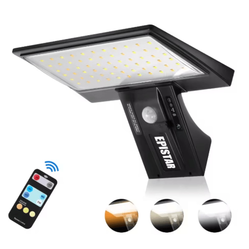 90LED Solar Motion Sensor Security Flood Light Waterproof Outdoor Garden Light With 3 Colors 4 Mo 0