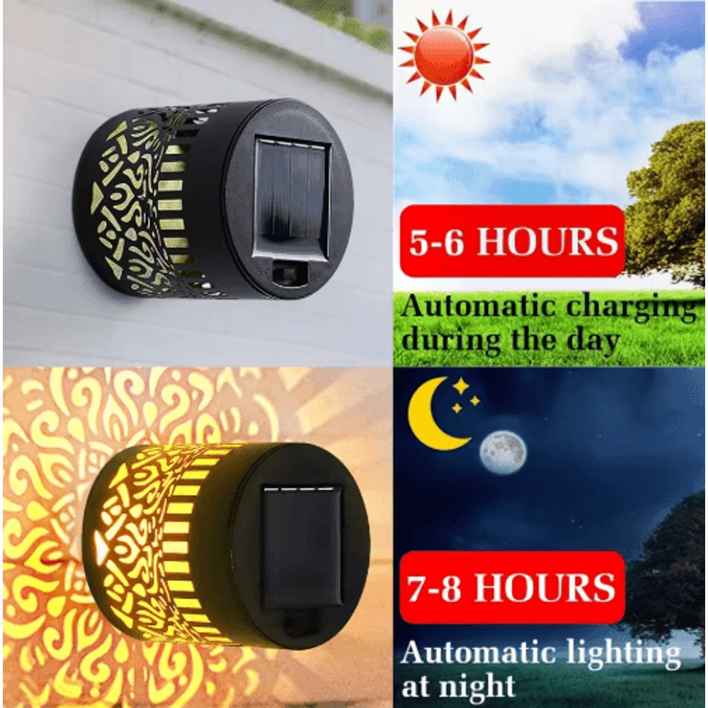 2PCS Metal Solar Wall Lantern Lights Waterproof Outdoor Fence Garden Wall Lights 5