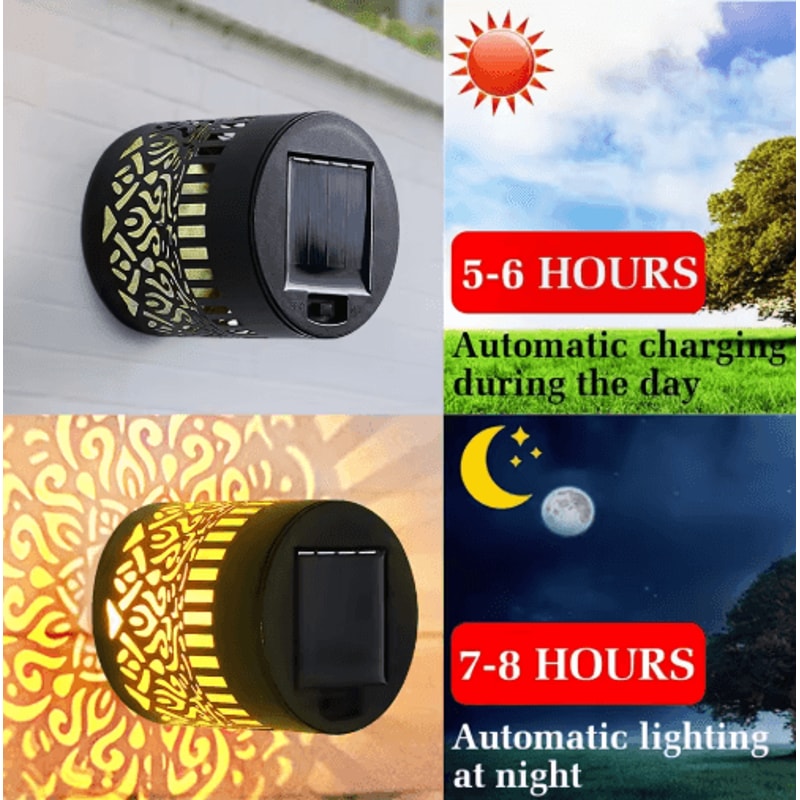 2PCS Metal Solar Wall Lantern Lights Waterproof Outdoor Fence Garden Wall Lights 5