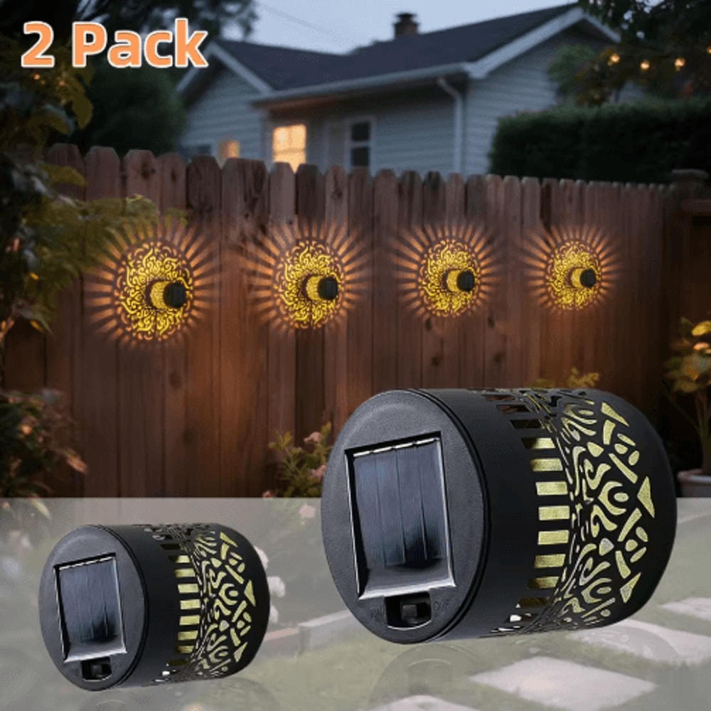 2PCS Metal Solar Wall Lantern Lights Waterproof Outdoor Fence Garden Wall Lights 6