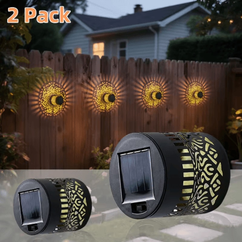 2PCS Metal Solar Wall Lantern Lights Waterproof Outdoor Fence Garden Wall Lights 6