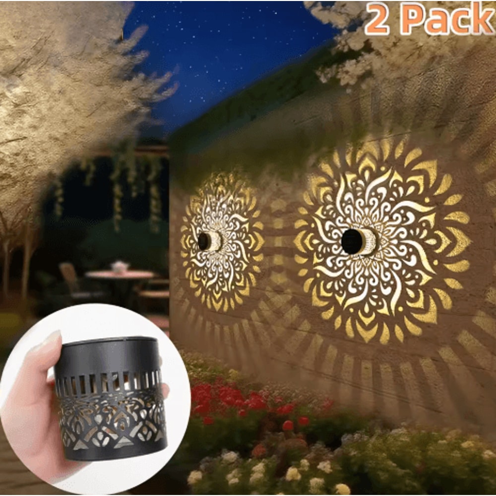 2PCS Metal Solar Wall Lantern Lights Waterproof Outdoor Fence Garden Wall Lights 7