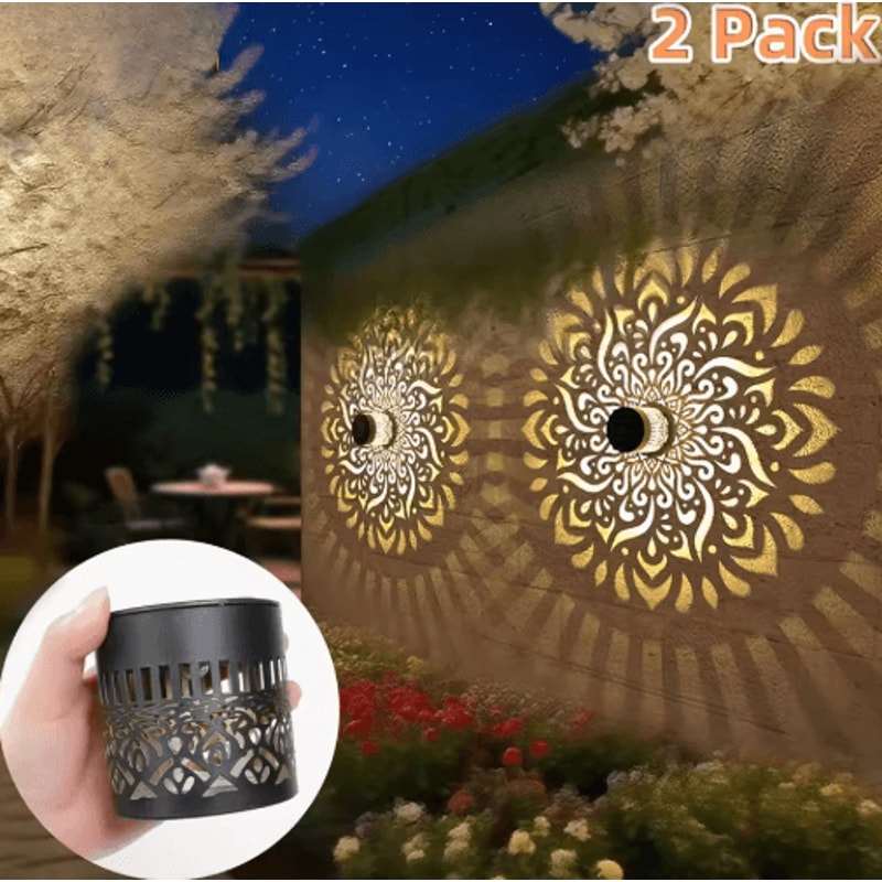 2PCS Metal Solar Wall Lantern Lights Waterproof Outdoor Fence Garden Wall Lights 7