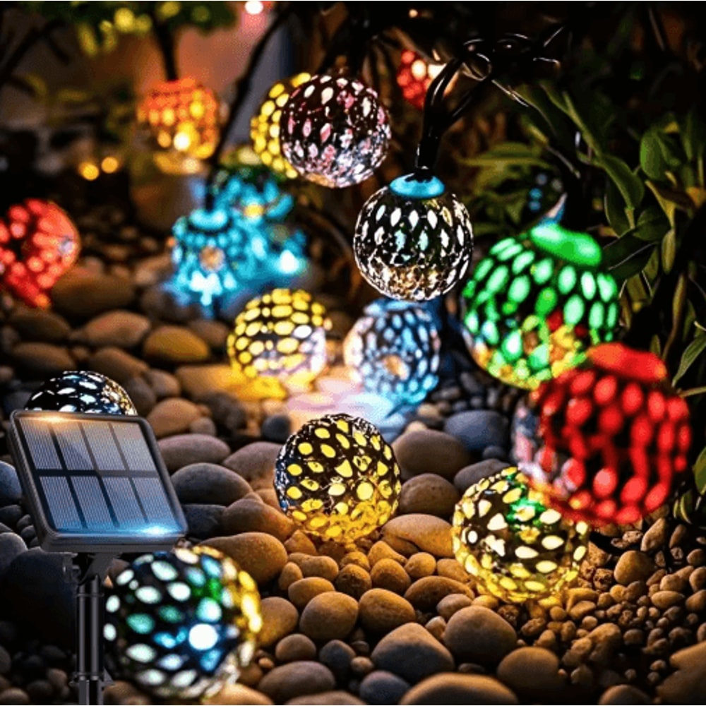 Moroccan Globe Solar String Lights Colorful Outdoor Fairy Lights For Garden Patio 1