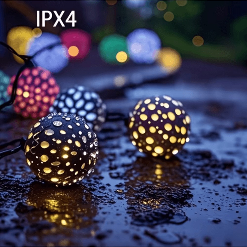 Moroccan Globe Solar String Lights Colorful Outdoor Fairy Lights For Garden Patio 4