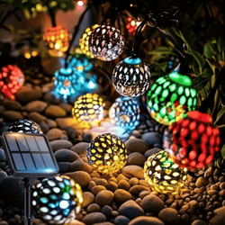 moroccan globe solar string lights – colorful outdoor fairy lights for garden & patio