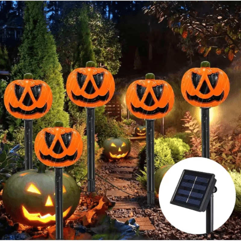 Pumpkin Solar Garden Lantern Waterproof Outdoor Halloween Torch Light 0