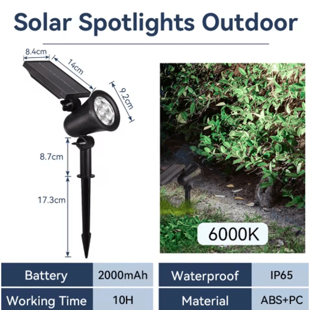 Waterproof LED Solar Garden Spotlight Outdoor Landscape Pathway Lighting 2