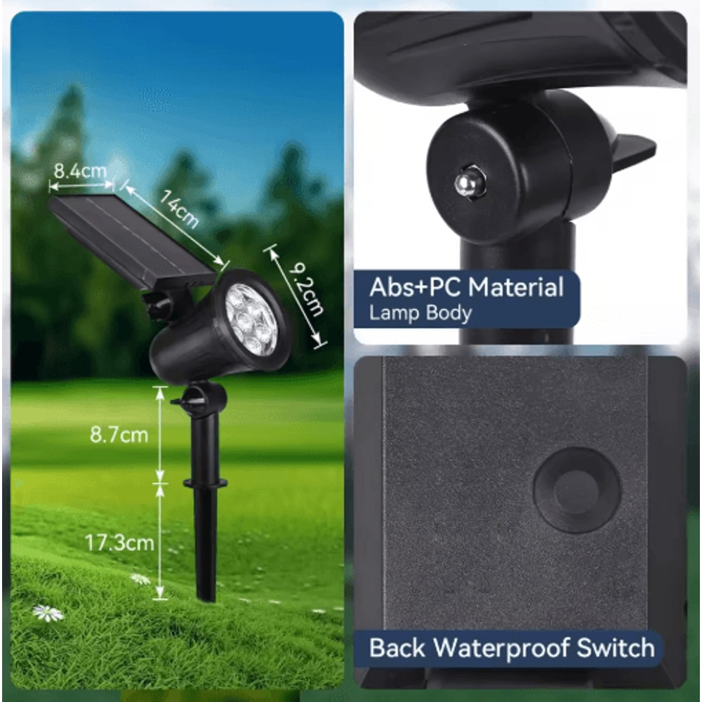 Waterproof LED Solar Garden Spotlight Outdoor Landscape Pathway Lighting 5
