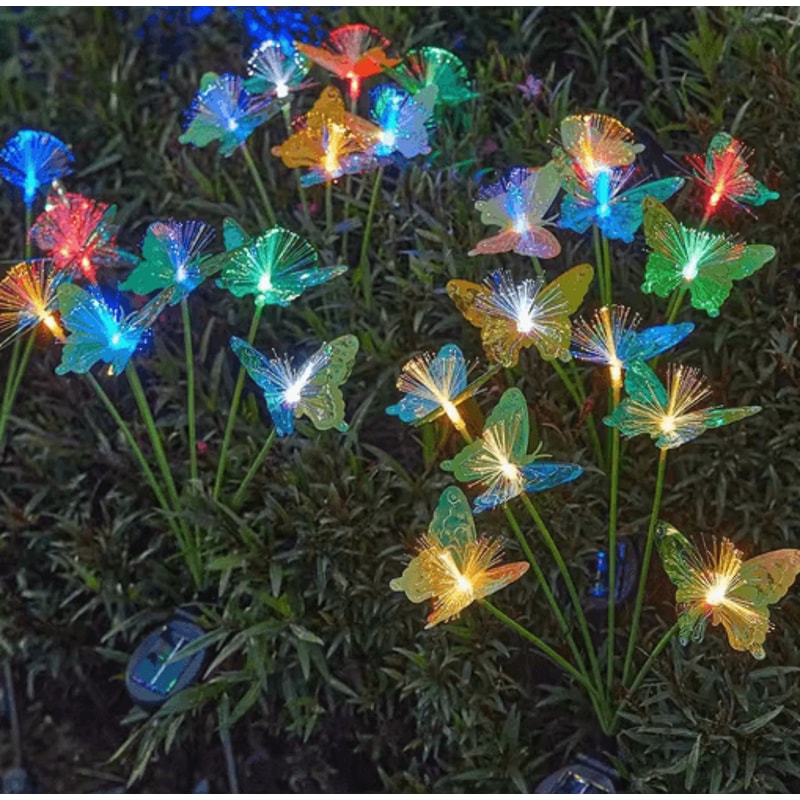 Butterfly Flower Solar Garden Stake Lights Waterproof LED Outdoor Pathway Decor 1