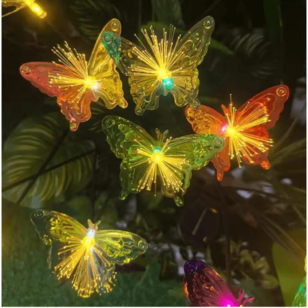 Butterfly Flower Solar Garden Stake Lights Waterproof LED Outdoor Pathway Decor 4