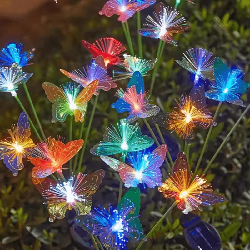 Butterfly Flower Solar Garden Stake Lights Waterproof LED Outdoor Pathway Decor 5
