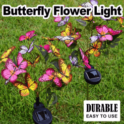 butterfly flower solar garden stake lights – waterproof led outdoor pathway decor