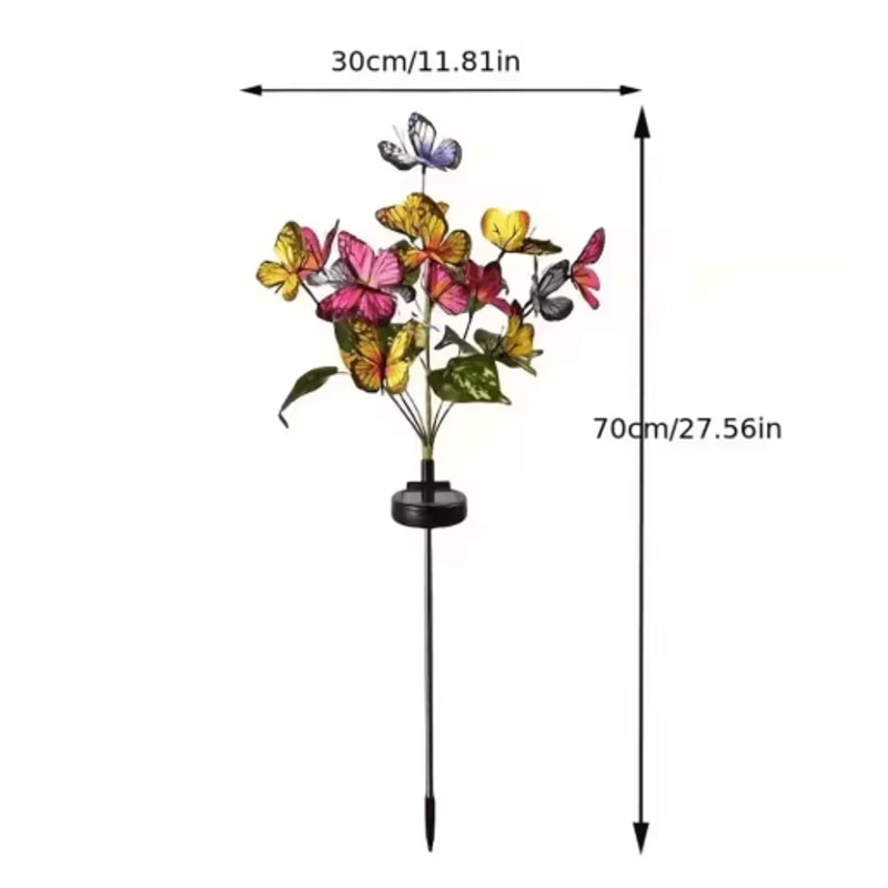 Butterfly Flower Solar Garden Stake Lights Waterproof LED Outdoor Pathway Decor 9