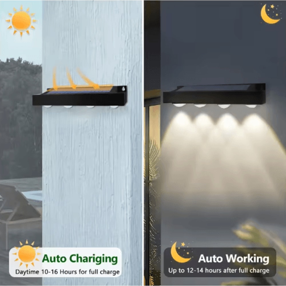 Waterproof LED Solar Wall Fence Lights Outdoor Porch Deck Garden Accent Lighting 6