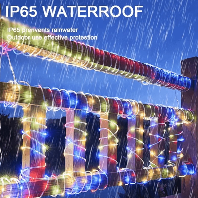 Outdoor Solar Rope LED Lights Waterproof Tube String Lights For Garden Christmas Decor 6