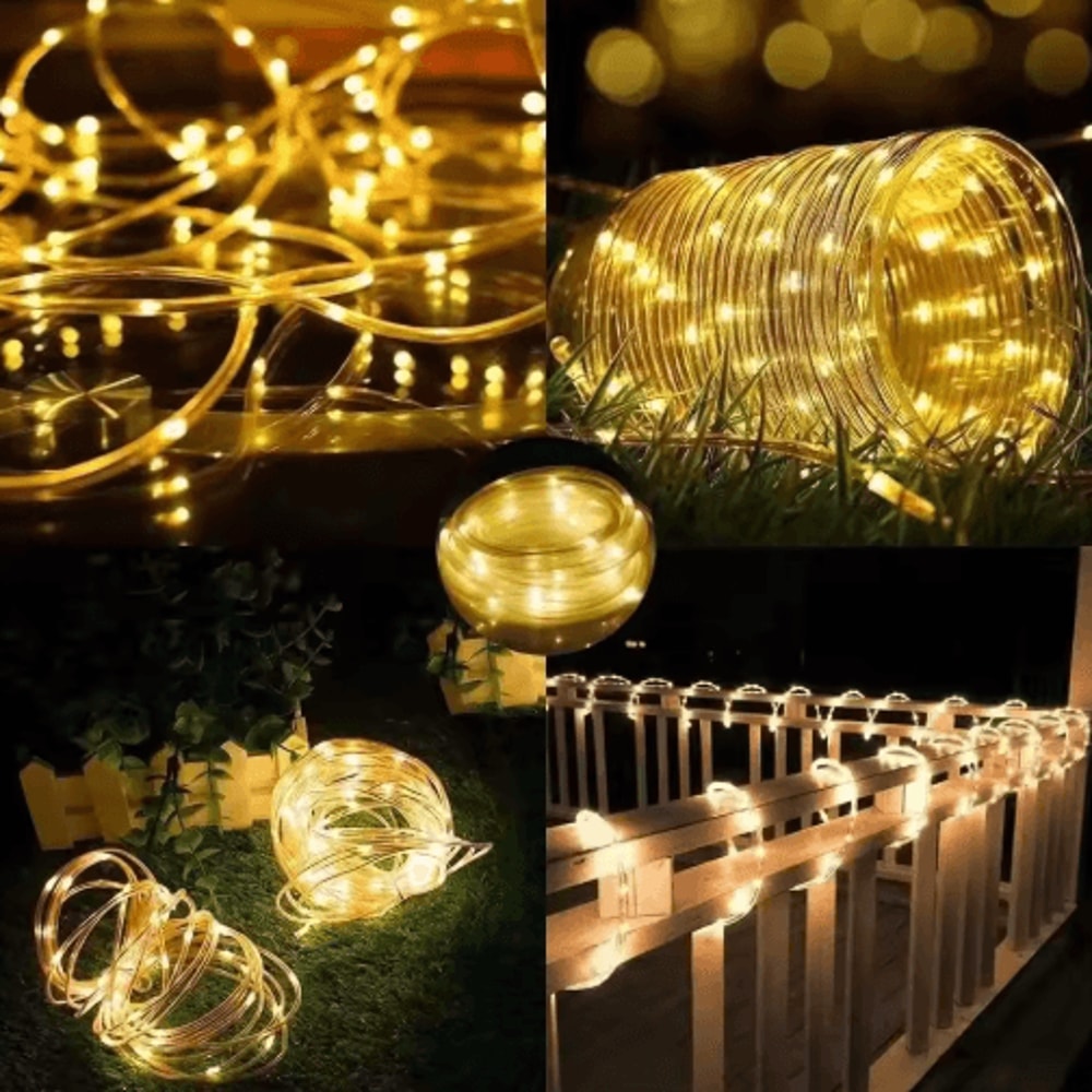 Outdoor Solar Rope LED Lights Waterproof Tube String Lights For Garden Christmas Decor 8