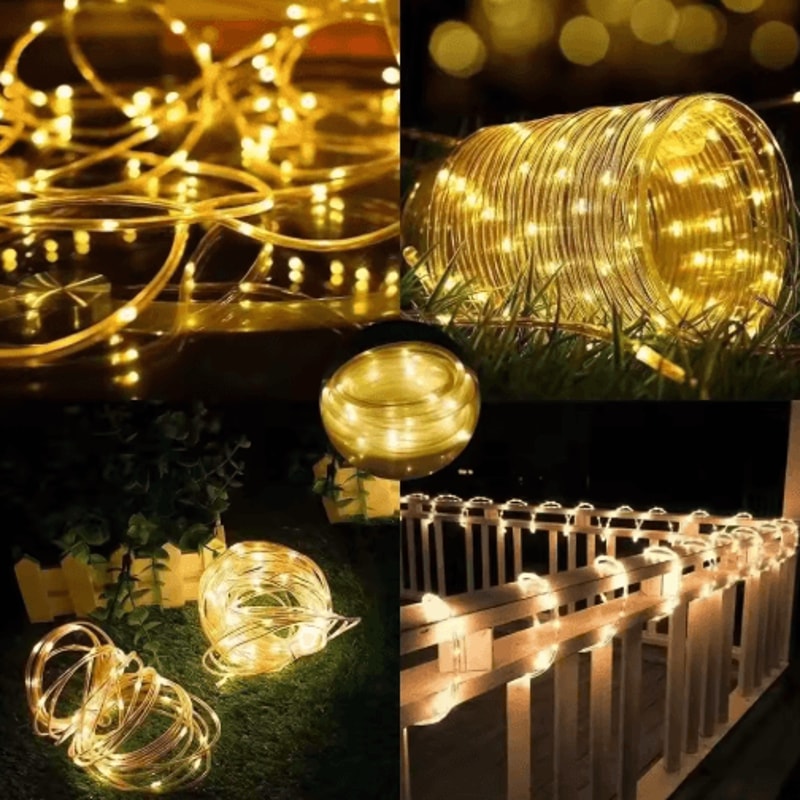 Outdoor Solar Rope LED Lights Waterproof Tube String Lights For Garden Christmas Decor 8