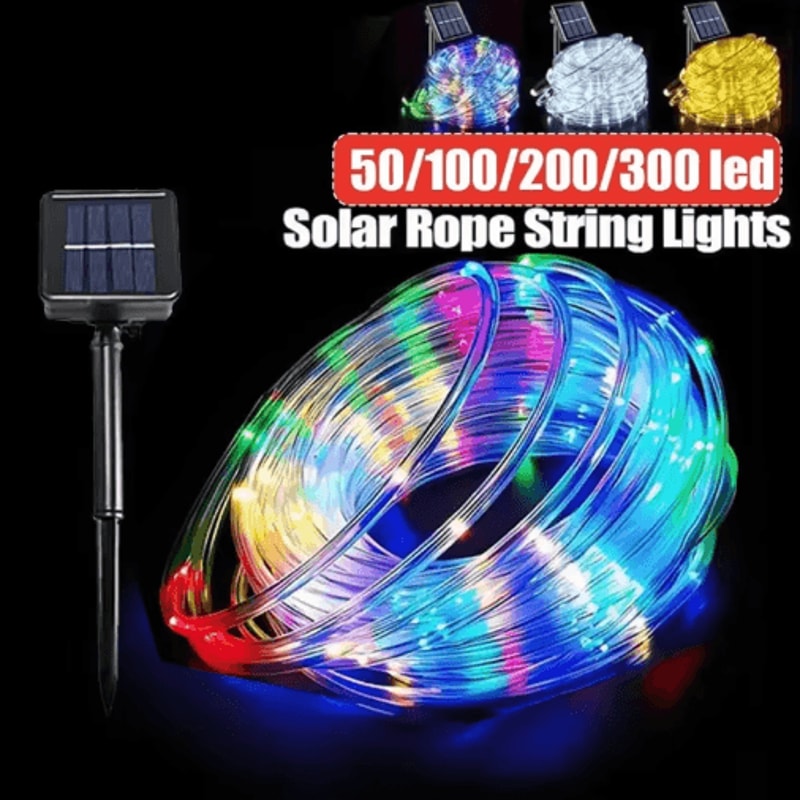 Outdoor Solar Rope LED Lights Waterproof Tube String Lights For Garden Christmas Decor 0