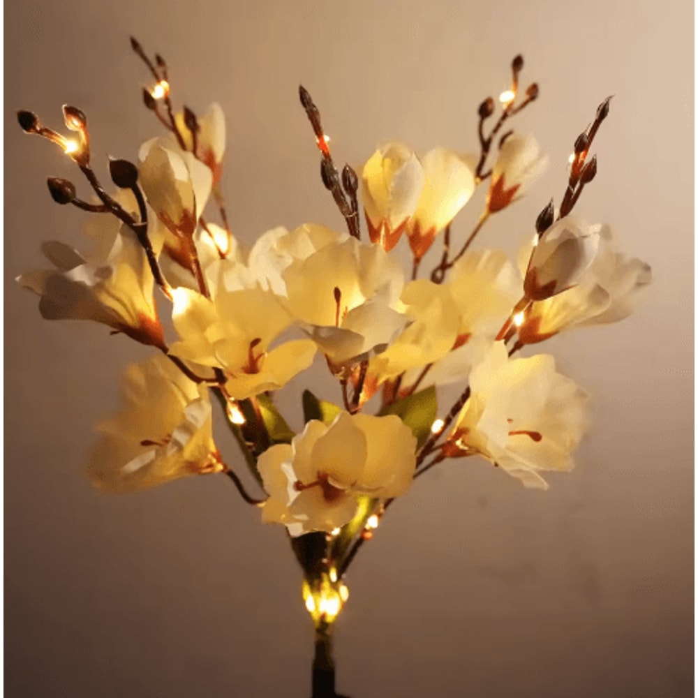 Solar Magnolia Flower Garden Lights Waterproof LED Outdoor Holiday Decor 3