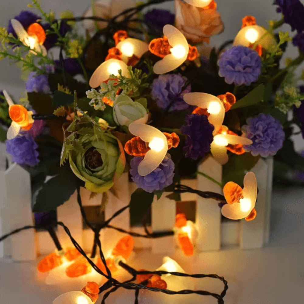 Cute Bee Solar String Lights 20 LED Outdoor Fairy Lights For Garden Party Decor 3