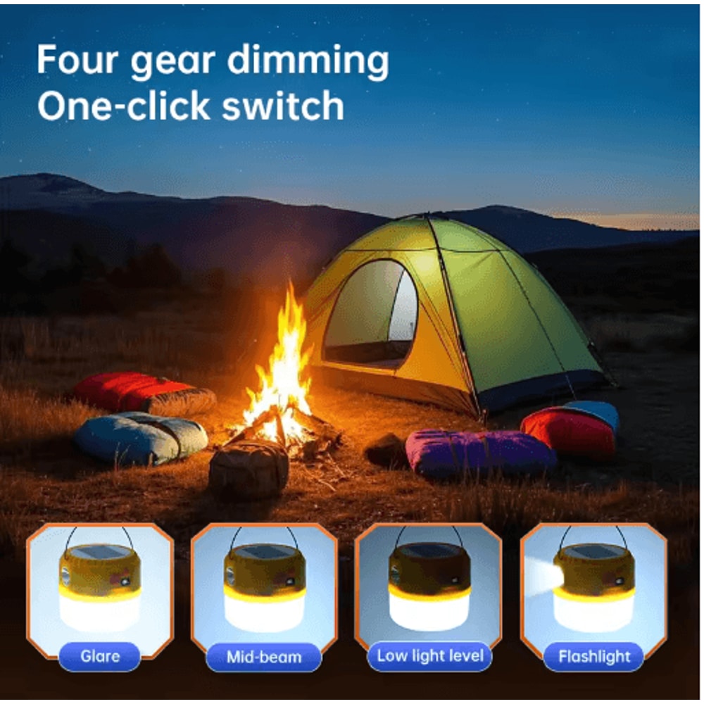 Portable Solar Camping Lantern With Power Bank LED Emergency Tent Light 2