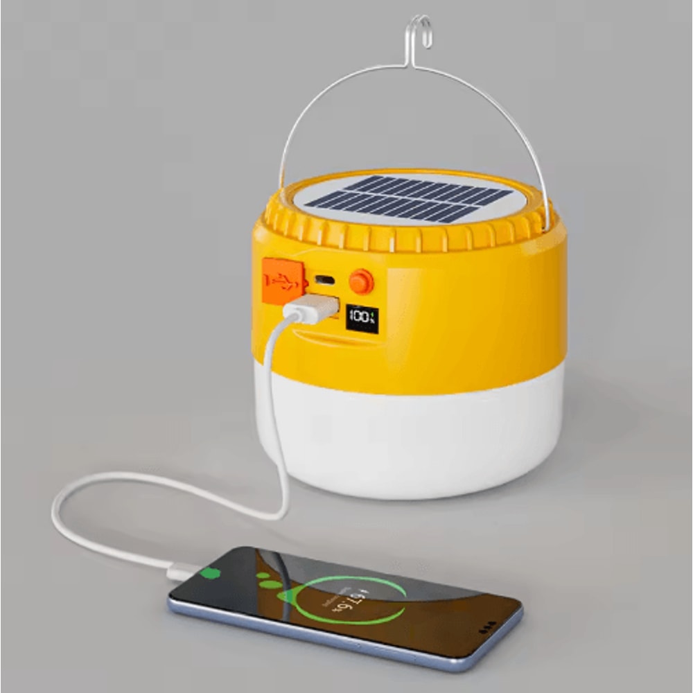 Portable Solar Camping Lantern With Power Bank LED Emergency Tent Light 6