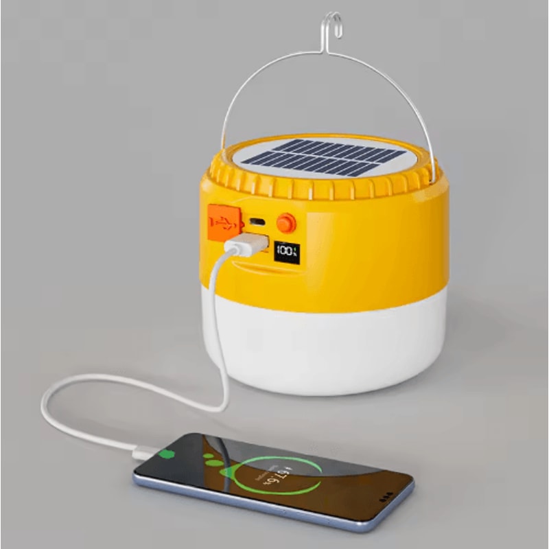 Portable Solar Camping Lantern With Power Bank LED Emergency Tent Light 6