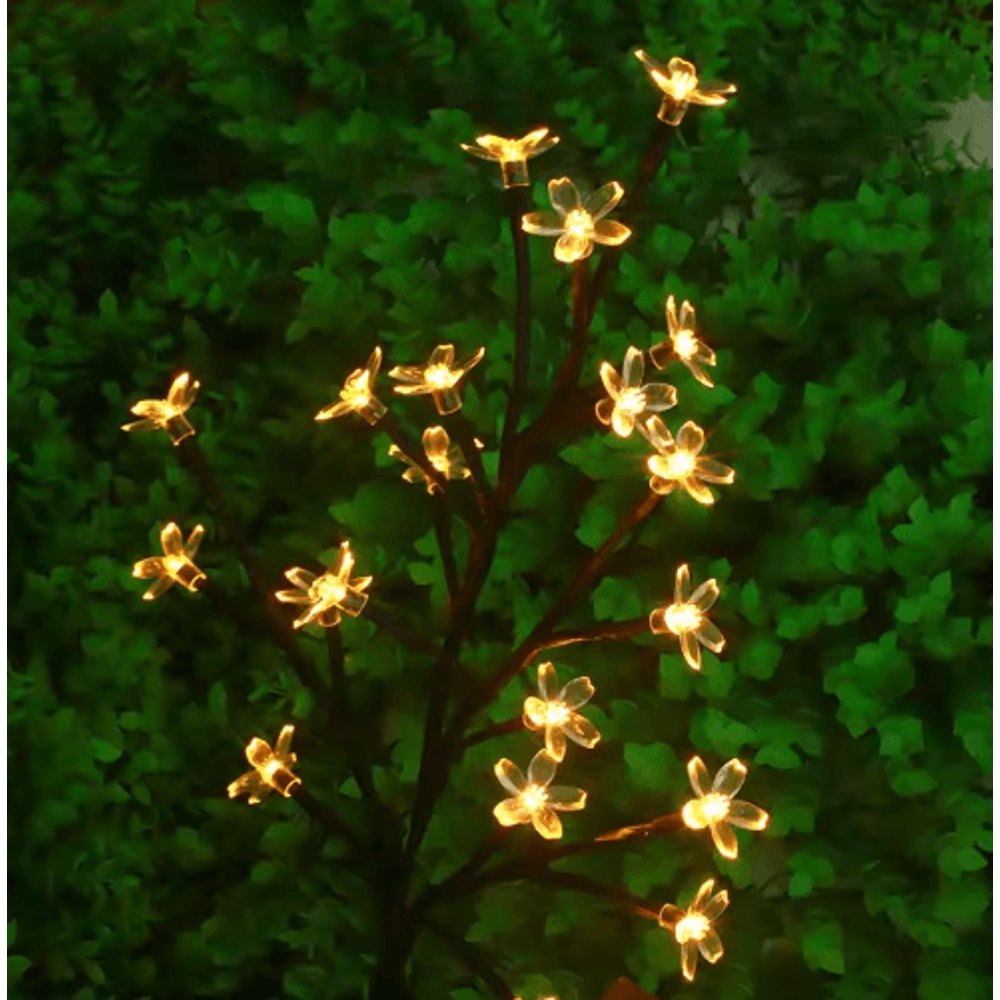 Solar Cherry Blossom Garden Lights 20 LED Outdoor Flower Pathway Decor 1