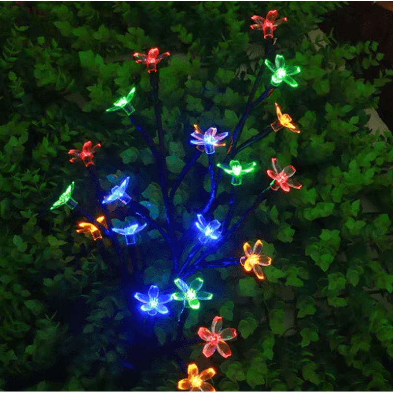 Solar Cherry Blossom Garden Lights 20 LED Outdoor Flower Pathway Decor 2