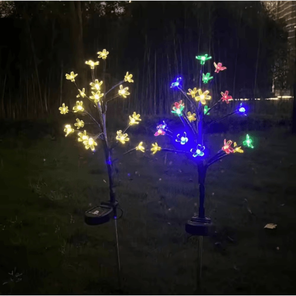 Solar Cherry Blossom Garden Lights 20 LED Outdoor Flower Pathway Decor 7