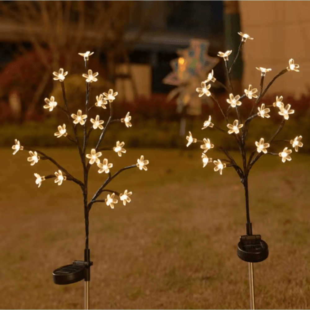 Solar Cherry Blossom Garden Lights 20 LED Outdoor Flower Pathway Decor 0