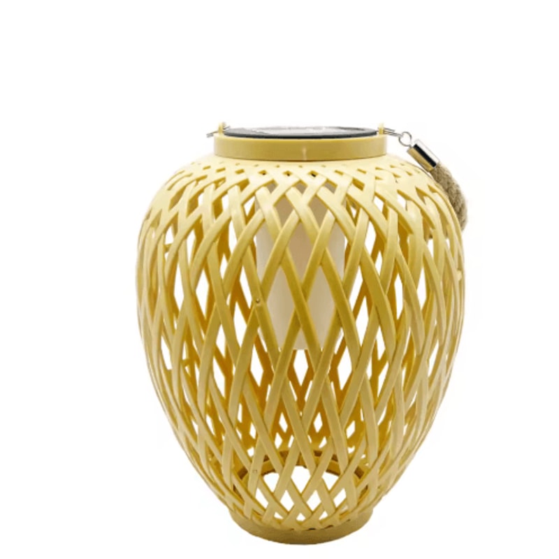 Solar Bamboo Style Rattan Lantern Waterproof Outdoor Garden Hanging Light 2