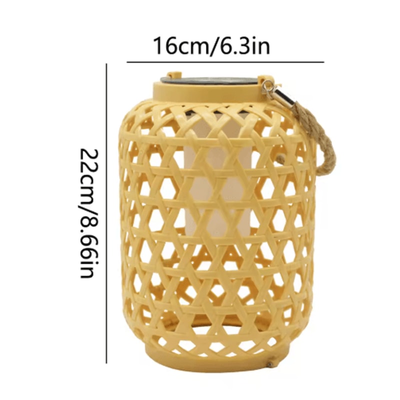 Solar Bamboo Style Rattan Lantern Waterproof Outdoor Garden Hanging Light 5