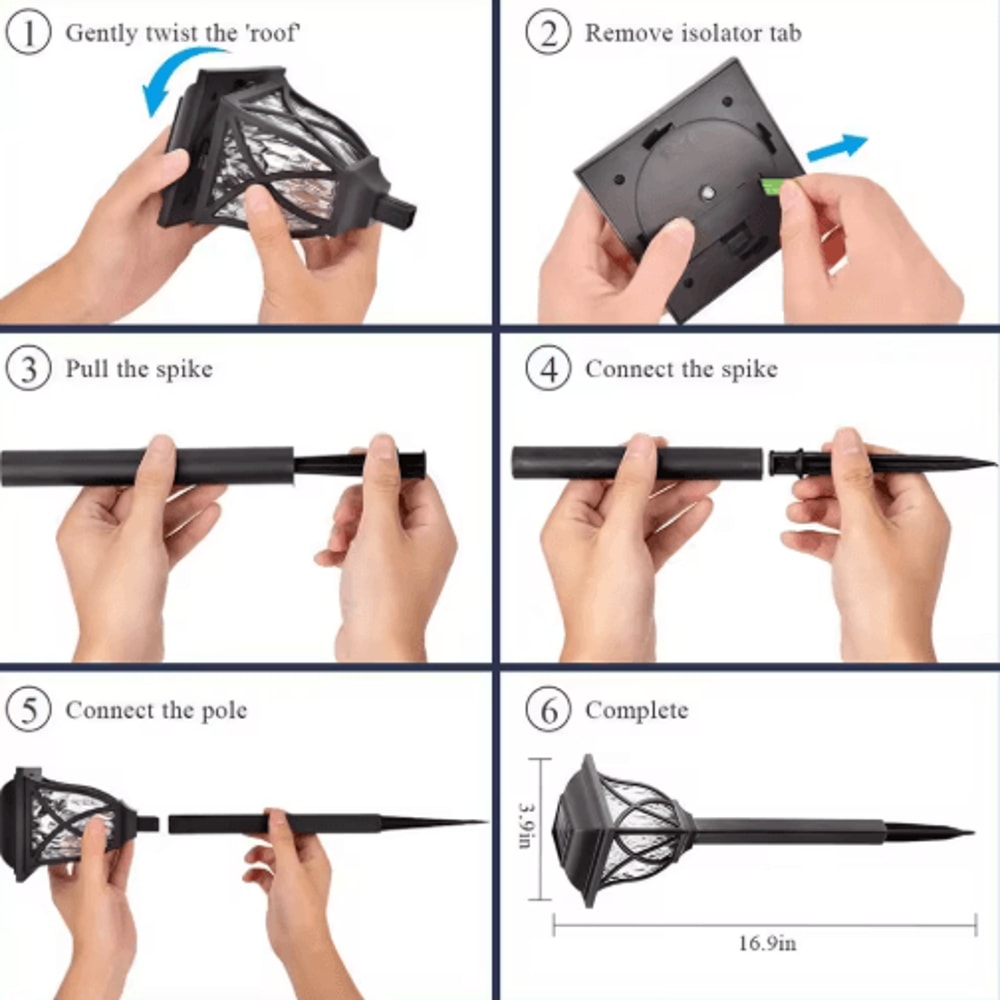 2PCS LED Solar Pathway Lights Waterproof Outdoor Garden Walkway Lighting 1