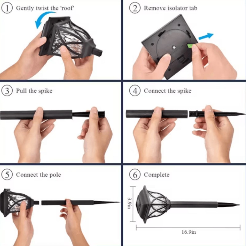 2PCS LED Solar Pathway Lights Waterproof Outdoor Garden Walkway Lighting 1