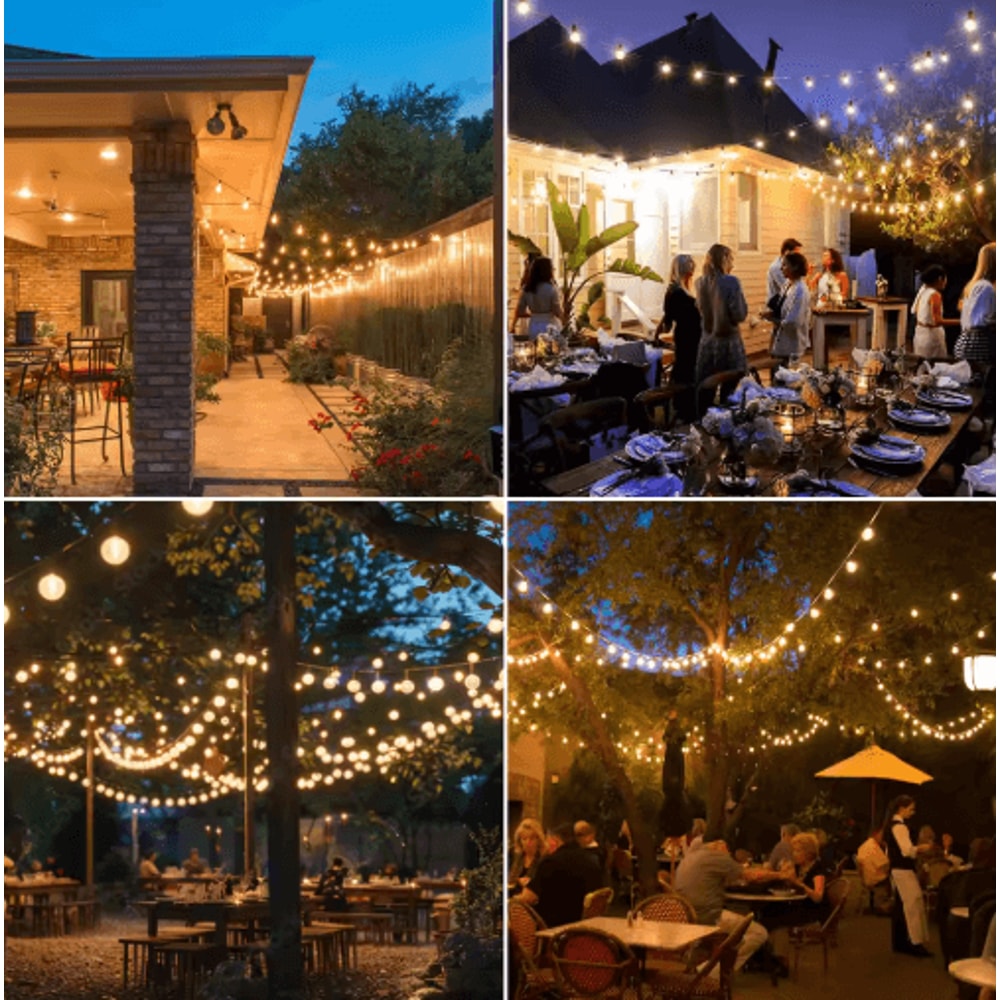 G40 Solar Globe String Lights With Remote Dimmable Waterproof Patio Hanging Lights 3